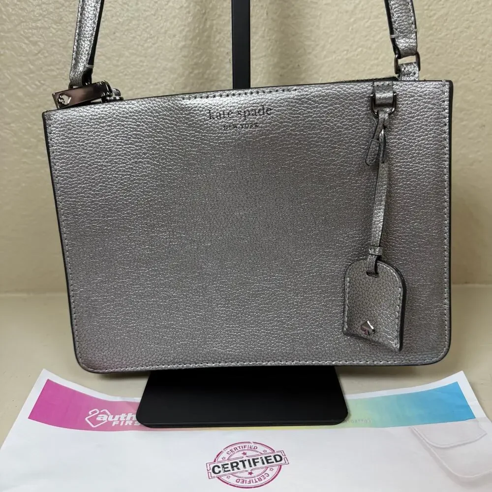 EUC Kate Spade New York Caressa Crossbody bag metallic gray color with COA